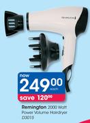 Remington 2000 Watt Power Volume Hairdryer D3015-Each