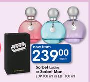 Sorbet Ladies Or Sorbet Man EDP 100ml Or EDT 100ml-Each