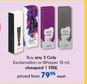 Coty Exclamation Or Whisper-15ml Each