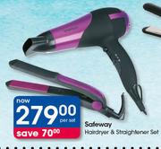 Safeway Hairdryer & Straightener Set-Per Set