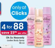 Oh So Heavenly Ladies Body Spray-4 x 90ml