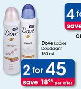 Dove Ladies Deodorant-2 x 150ml