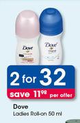 Dove Ladies Roll On-2 x 50ml