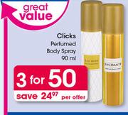 Clicks Perfumed Body Spray-3 x 90ml