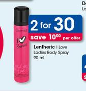 Lentheric I Love Ladies Body Spray-2 x 90ml