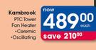 Kambrook PTC Tower Fan Heater-Each