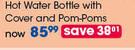 Clicks Hot Water Bottle With Cover And Pom-Poms