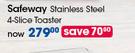 Safeway Stainless Steel 4 Slice Toaster