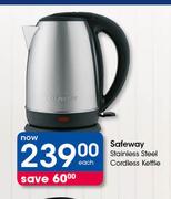 Safeway Stainless Steel Cordless Kettle-Each