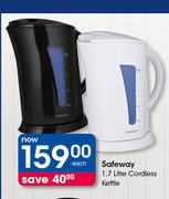 Safeway 1.7 Litre Cordless Kettle-Each