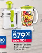 Kambrook Smartlife 2 In 1 Juice Extractor & Blender Set-Per Set