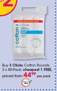 Clicks Cotton Rounds-3 x 80 Pack-Per Pack