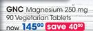 GNC Magnesium 250 mg 90 Vegetarian Tablets-Per Pack