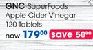 GNC Super Foods Apple Cider Vinegar 120 Tablets-Each