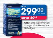 GNC Ultra Triple Strength Omega 1560 EPA & DHA 60 Softgels-Per Pack
