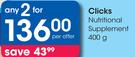 Clicks Nutritional Supplement-2 x 400g