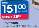Nutritech Creatine HCL 120 Capsules-Per Pack