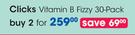 Clicks Vitamin B Fizzy 30 Pack-For 2