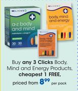 Clicks Body, Mind & Energy Products-Per Pack