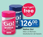 Nativa Go! Man Or Woman Multivitamin 60 Tableys-Per Offer