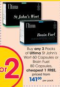 Ultima St John's Wort 60 Capsules Or Brain Fuel 80 Capsules-Per Pack