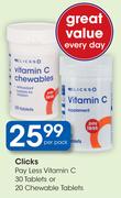 Clicks Pay Less Vitamin C 30 Tablets Or 20 Chewable Tablets-Per Pack