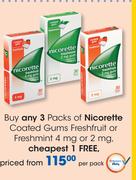 Nicorette Coated Gums Freshfruit Or Freshmint 4 mg Or 2 mg-Per Pack