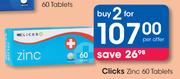Clicks Zinc 60 Tablets-For 2
