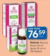 Natura Rescue Drops-25ml, Spray-25ml Or 150 Tablets-Each
