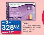 Clicks Preganancy Supplement With Omega 3, Calcium & Magnesium 30 Day Pack-For 2