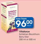 Vitaforce Schlehen Blackthorn Berry Elixir-200ml Or 500ml Each