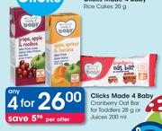 Clicks Made 4 Baby Cranberry Oat Bar For Toddlers-28g Or Juices-200ml-For 4