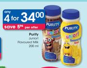 Purity Junior Flavoured Milk-4 x 200ml