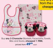 Character Blankets, Facecloths, Towels, Bibs & Socks-Each