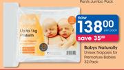 Babys Naturally Unisex Nappies For Premature Babies 32 Pack-Per Pack138