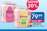 Johnson's 288 Baby Wipes-Per Pack