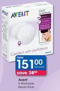 Avent 6 Washable Breast Pads-Per Pack