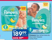 Pampers New Active Baby-Dry Disposable Nappies Jumbo Pack-Per Pack