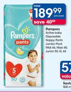 Pampers Active Baby Disposable Nappy Pants Jumbo Pack-Per Pack