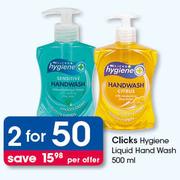 Clicks Hygiene Liquid Hand Wash-2X500ml