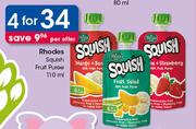 Rhodes Squash Fruit Puree-4x110ml Per Offer