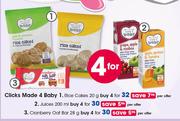 Clicks Made 4 Baby Cranberry Oat Bar-4x28g Per Offer
