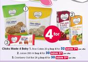 Clicks Made 4 Baby Juices-4x200ml Per Offer