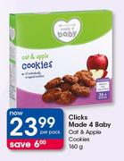 Clicks Made 4 Baby Oat & Apple Cookies-160g Per Pack