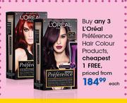 L'Oreal Preference Hair Colour Products-Each