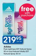 Adidas Pure Lightness EDT Natural Spray-50ml & Natural Vitality EDT Natural Spray-30ml Per Set