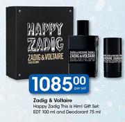 Zadig & Voltaire happy Zadig This Is Him! Gift Set:EDT-100ml & Deodorant-75ml Per Set