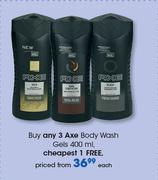  Axe Body Wash Gels-400ml Each