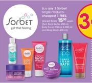 Sorbet Single Products (Excl.Body Butter-400ml,Body Scrub-250ml & 300ml & Body Wash-400ml)-Each