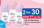 Oh So Heavenly Roll On Anti Perspirant-2 x 50ml